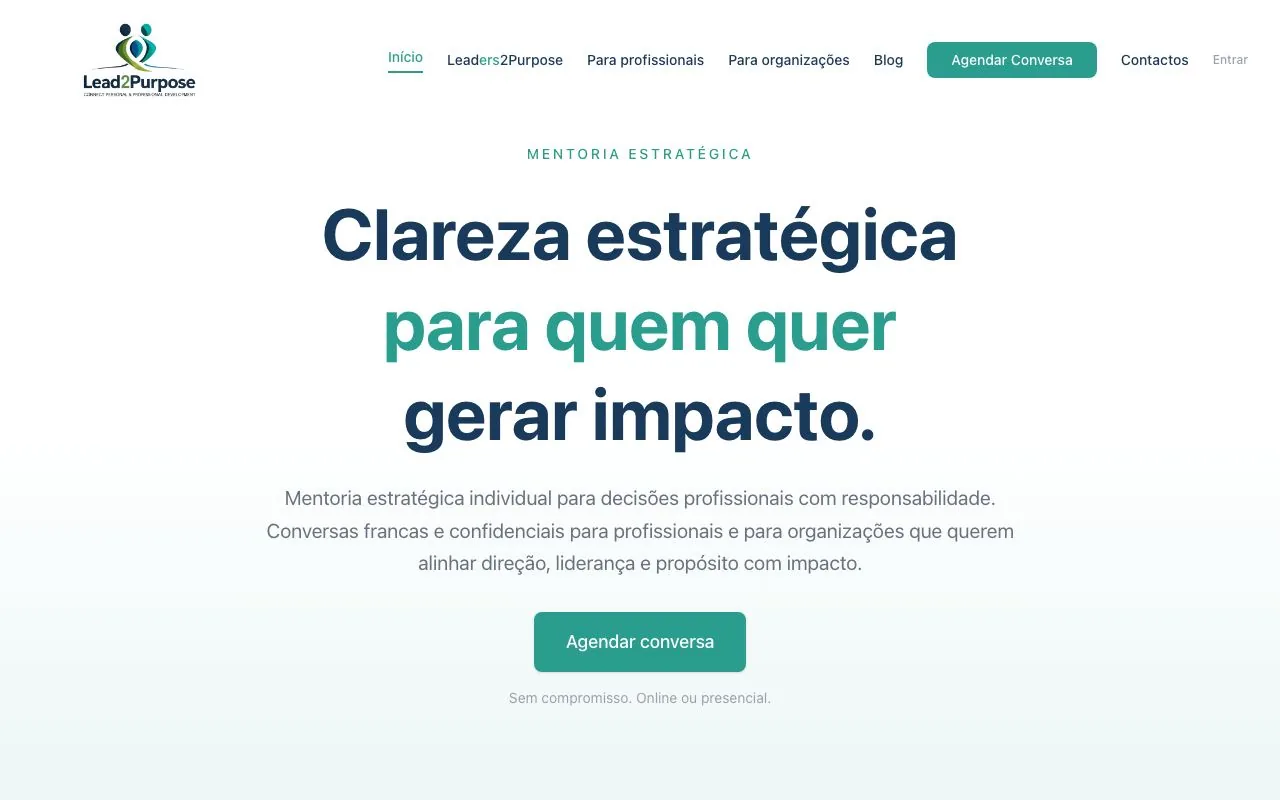 Ecrã de Lead2Purpose